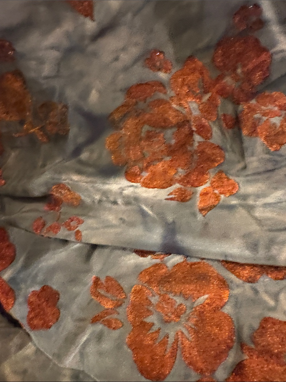 Floral Velvet Drape Skirt with top - Green and Brown - Picture 4 of 5